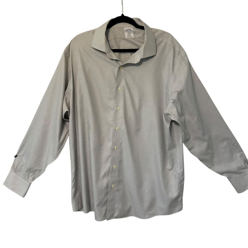 Brooks Brothers Regent Men's Long Button Down Shirt size 18 6/7 Non Iron Gingham